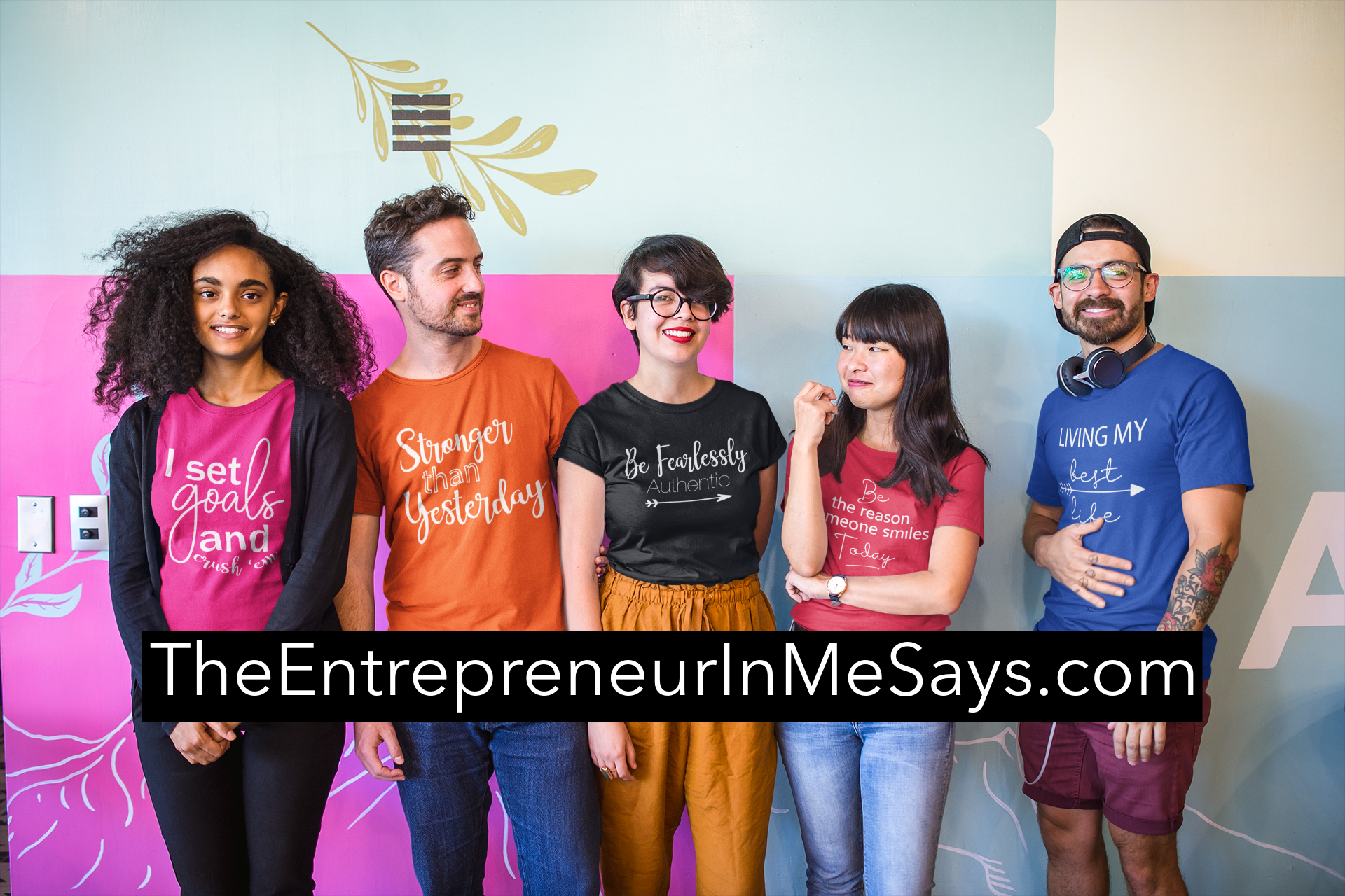 interracial-group-of-five-coworkers-wearing-t-shirts-mockup-at-a-startup-a20413